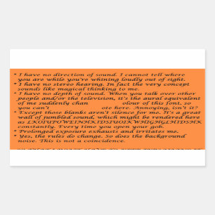 Sticker Rectangulaire Feuille de huche à simple face de surdité