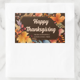 Sticker Rectangulaire Feuilles Brown Vintages bons thanksgivings