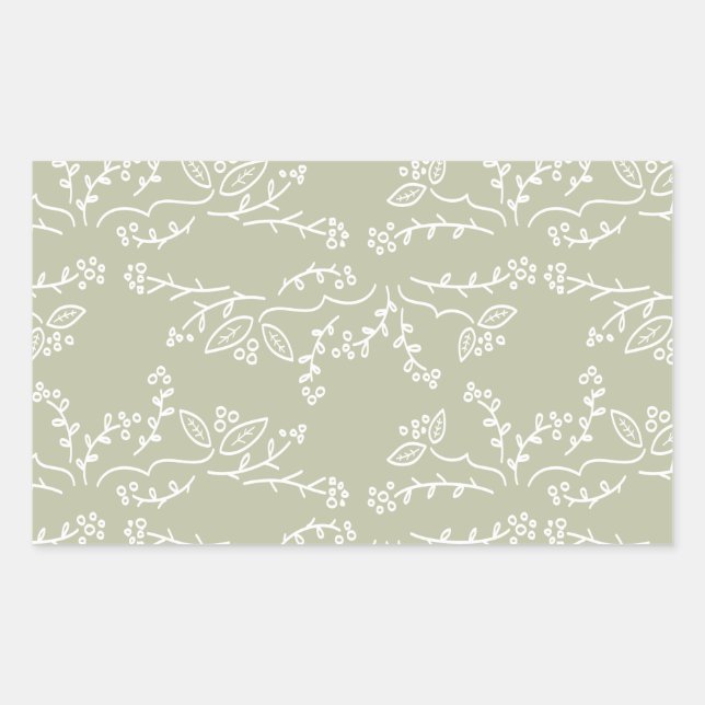 Sticker Rectangulaire feuilles et baies (Devant)