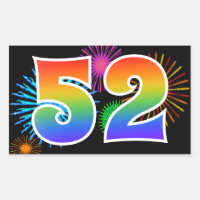 Feux d'artifice amusants + Motif arc-en-ciel "52" 