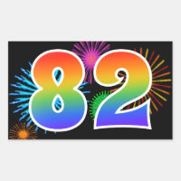 Feux d'artifice amusants + Motif arc-en-ciel "82" 
