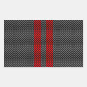 Sticker Rectangulaire Fibre de carbone rouge Bourgogne comme des rayures