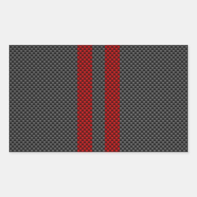 Sticker Rectangulaire Fibre de carbone rouge Bourgogne comme des rayures (Devant)