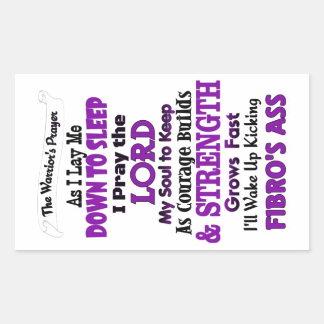 Sticker Rectangulaire Fibro de prière du guerrier (Devant)