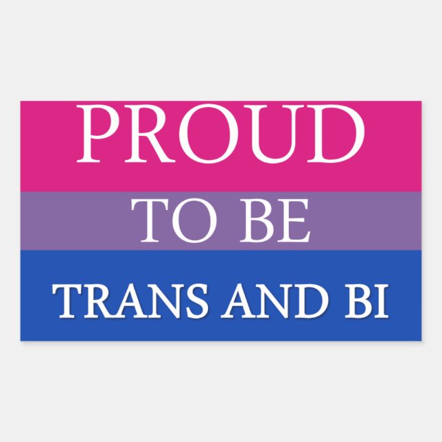 Sticker Rectangulaire Fier d'être Trans et Bi (Devant)