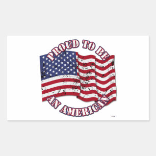 Sticker Rectangulaire Fier d'être un Américain avec les Etats-Unis Drape