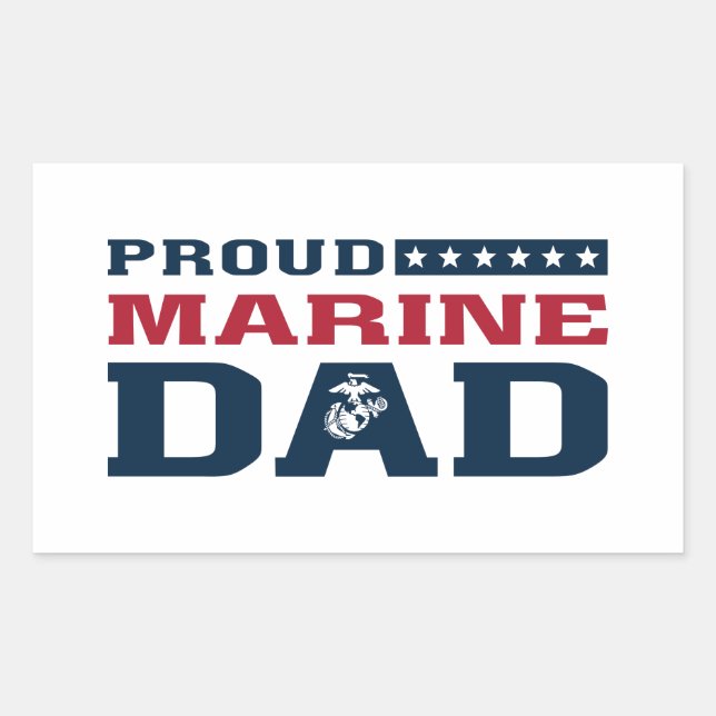 Sticker Rectangulaire Fier Marine Papa (Devant)
