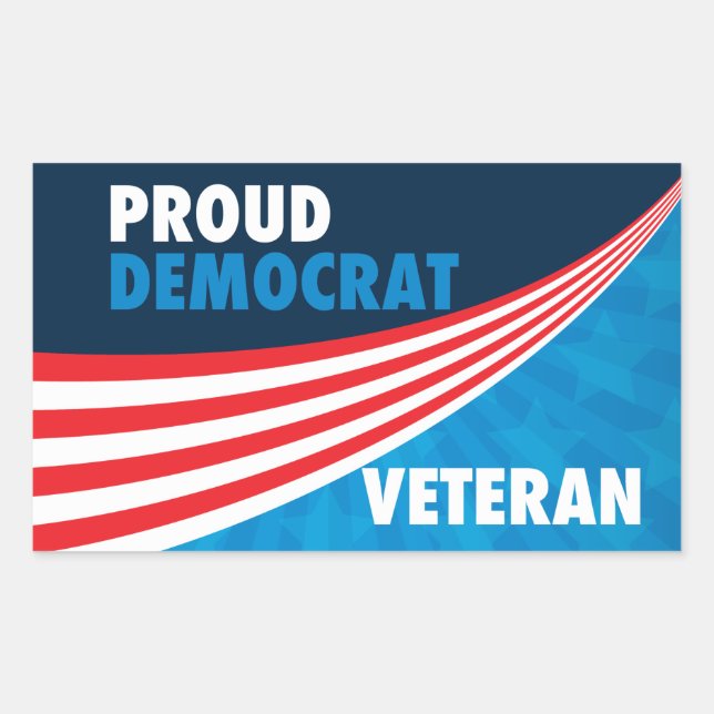 Sticker Rectangulaire Fière Démocrate vétéran (Devant)