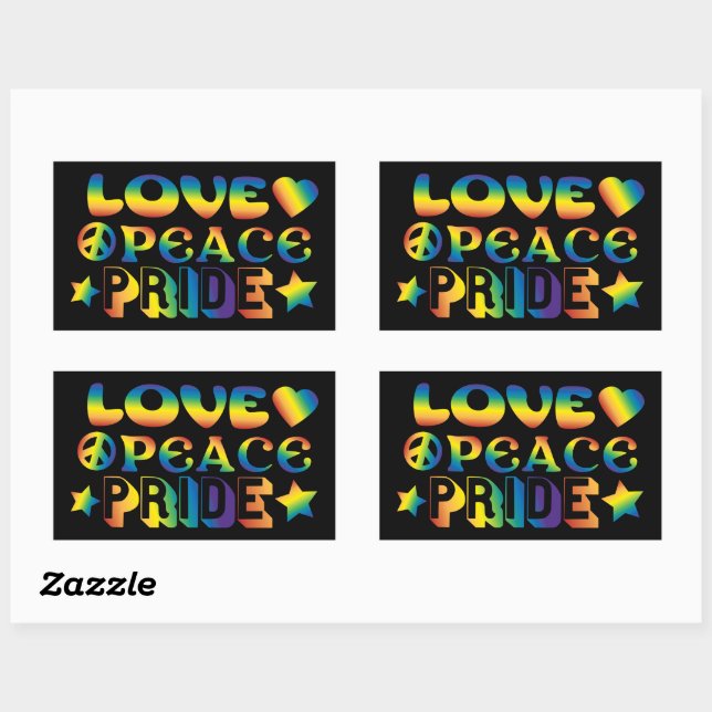 Sticker Rectangulaire Fierté de paix d'amour (Feuille)