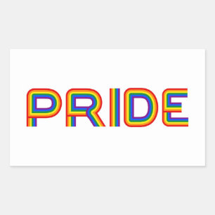 Sticker Rectangulaire fierté   Lettres arc-en-ciel