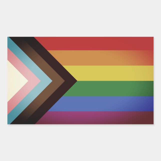 Sticker Rectangulaire FIERTÉ LGBT (Progress Pride) (Devant)
