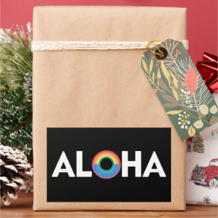 Sticker Rectangulaire Fierté LGBTQ Aloha Rainbow Island Hawaii