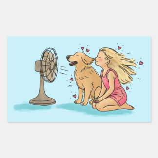 Sticker Rectangulaire Fille au Ventail d'Or