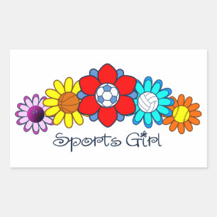 Sticker Rectangulaire Fille de sports - le football