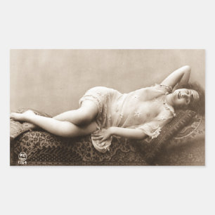 Sticker Rectangulaire Fille Flapper Risquée Photo Française des Années 1