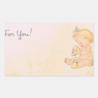 Sticker Rectangulaire Fille vintage