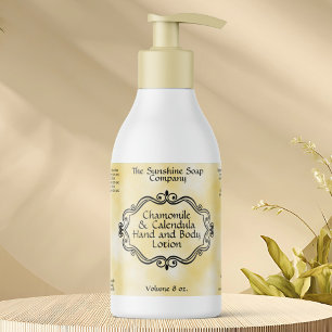 Sticker Rectangulaire Flacon de cosmétiques en parchemin jaune avec cadr
