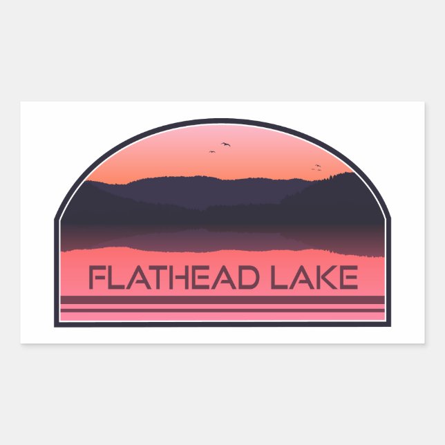 Sticker Rectangulaire Flathead Lake Montana Red Sunrise (Devant)