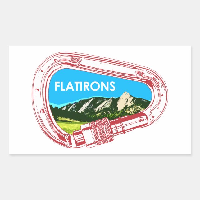 Sticker Rectangulaire Flatirons Escalade Carabiner (Devant)