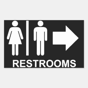 Sticker Rectangulaire Flèche de signalisation de toilettes