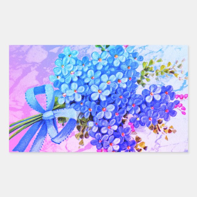 Sticker Rectangulaire Fleur arc-en-ciel de l'oubli-moi-non (Devant)