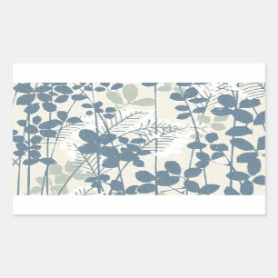 Sticker Rectangulaire Fleur de feuille bleue asiatique japonaise