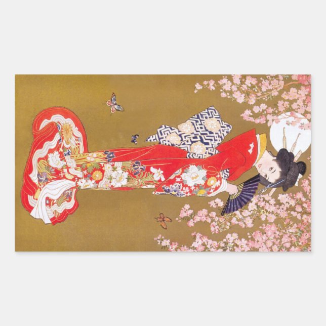 Sticker Rectangulaire Fleur de lune et de cerisiers (Devant)