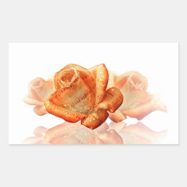 Sticker Rectangulaire Fleur de Rose corail avec Partition