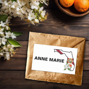 Sticker Rectangulaire Fleur d'état Floride personnalisée Fleur Orange Bl