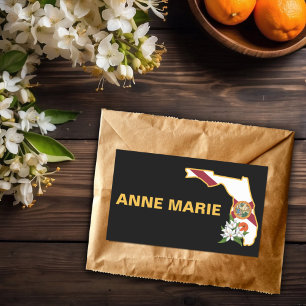 Sticker Rectangulaire Fleur d'état Floride personnalisée Fleur Orange Bl