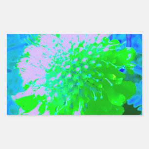 Sticker Rectangulaire Fleur rétro Abstraite en Lavande et Lime Green
