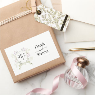 Sticker Rectangulaire Fleur sauvage Dusky Monogram Crest Mariage