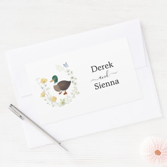 Sticker Rectangulaire Fleur sauvage Mallard Duck Mariage (Enveloppe)