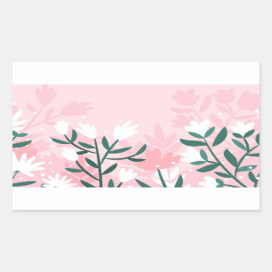 Sticker Rectangulaire Fleurs Abstraites dessinées à la main
