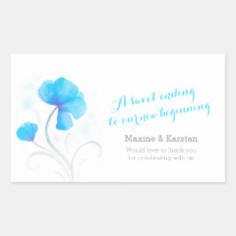 Sticker Rectangulaire Fleurs bleues d'aquarelle chocolat mariage faveurs
