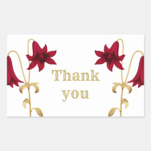 Sticker Rectangulaire fleurs bordeaux & or feuille blanc merci