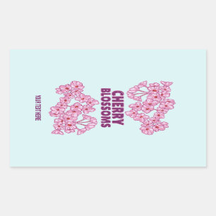 Sticker Rectangulaire Fleurs de cerisiers roses