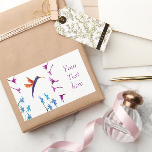 Sticker Rectangulaire Fleurs de colibri Floral Custom
