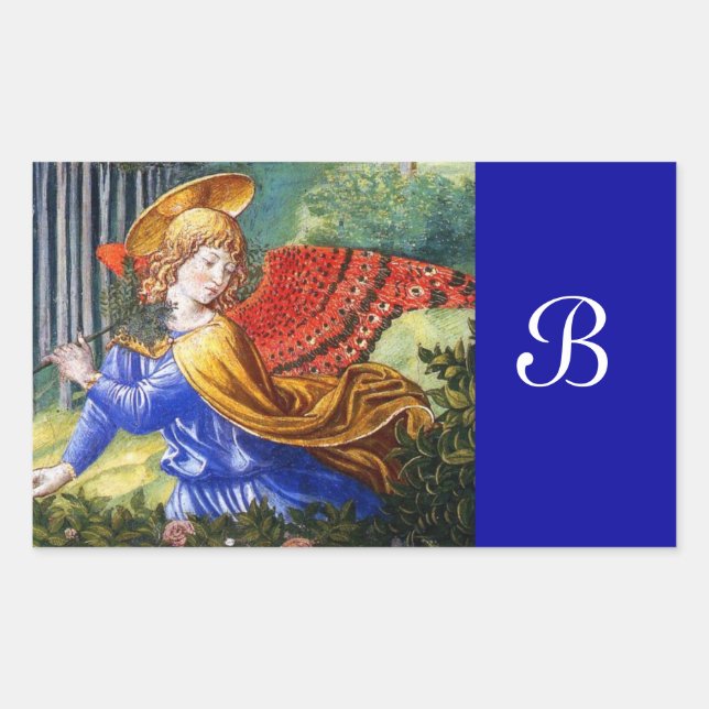 Sticker Rectangulaire Fleurs de rassemblement d'anges dans un paysage cé (Devant)