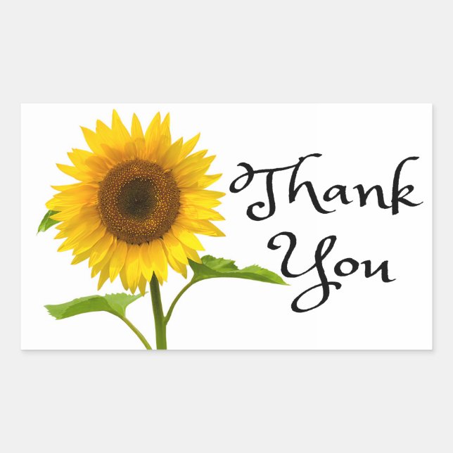 Sticker Rectangulaire Fleurs de tournesol Jaune Merci Floral (Devant)