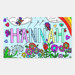 Sticker Rectangulaire Fleurs Hannah, Arc-en-ciel