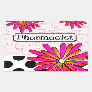 Sticker Rectangulaire Fleurs lunatiques de pharmacien