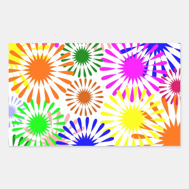 Sticker Rectangulaire Fleurs multicolores (Devant)