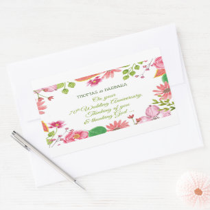 Sticker Rectangulaire Fleurs pour 70 ans de mariage religieux