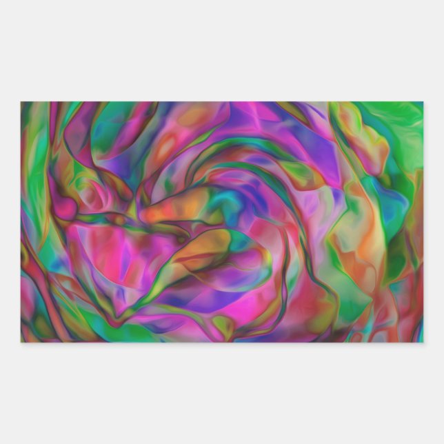 Sticker Rectangulaire Fleurs psychédéliques (Devant)