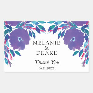 Sticker Rectangulaire Fleurs violettes peintes à la main