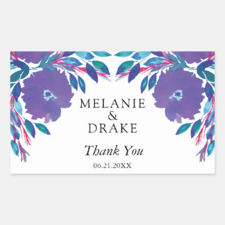Sticker Rectangulaire Fleurs violettes peintes à la main