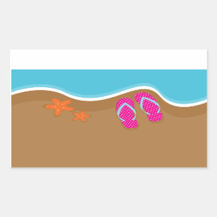 Sticker Rectangulaire Flip Flops sur le sable