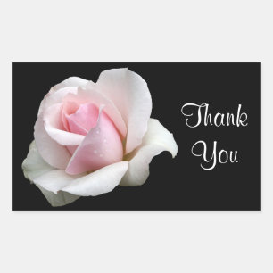 Sticker Rectangulaire Floral Merci rose Fleur Rose Noir Roses