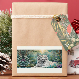 Sticker Rectangulaire Flore de la jungle de Tigre blanc